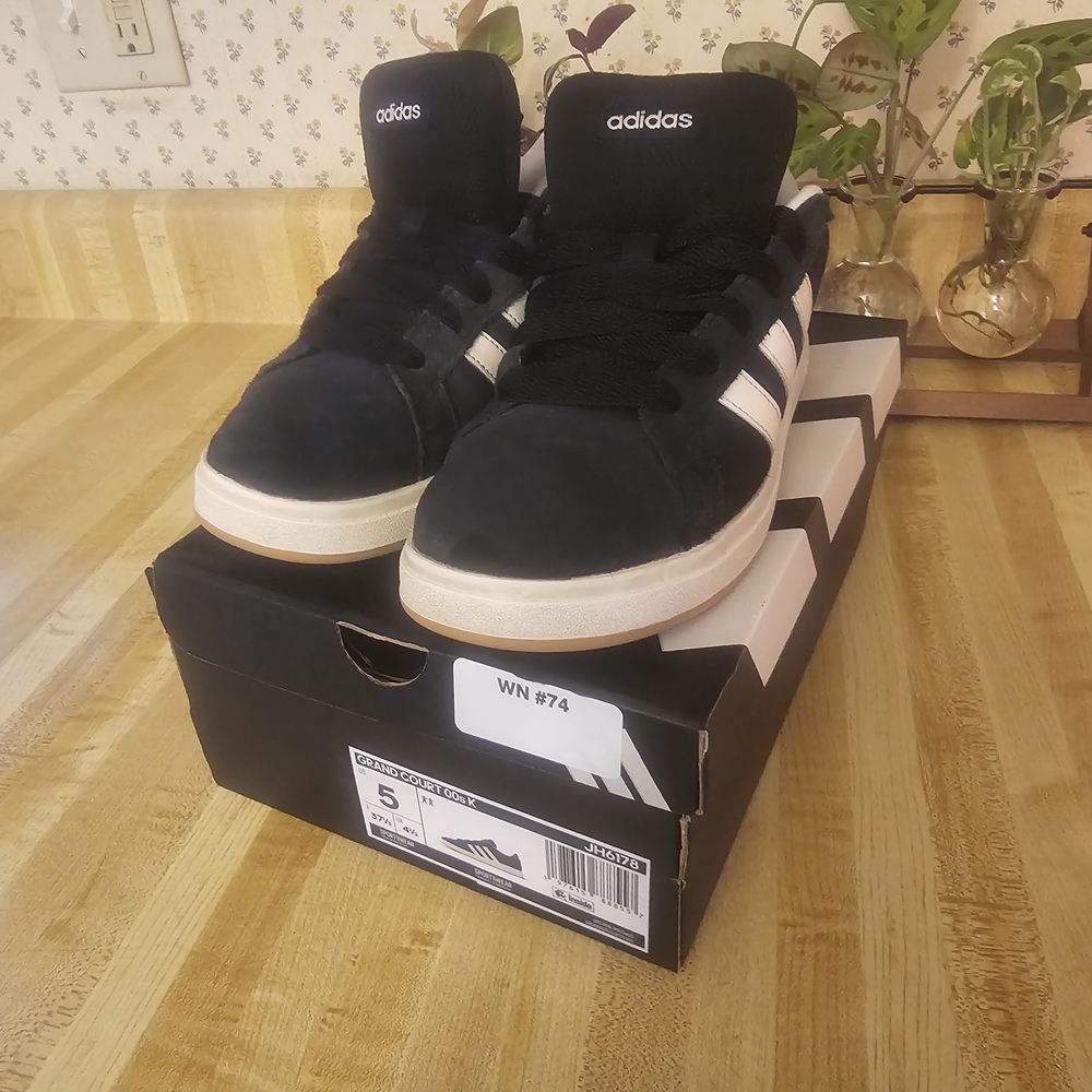 Adidas Men’s Black Suede Sneakers with White Stripes